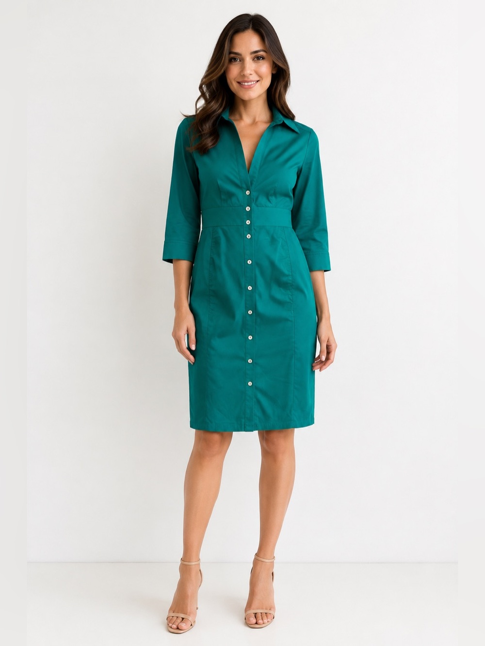 Express Design Studio Emerald Green Button-Up Shirt Dress - Size 2